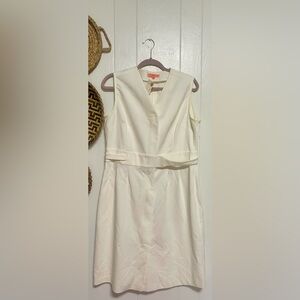 Vilagallo Elina White Sheath Dress V-Neck Sleeveless Size 12